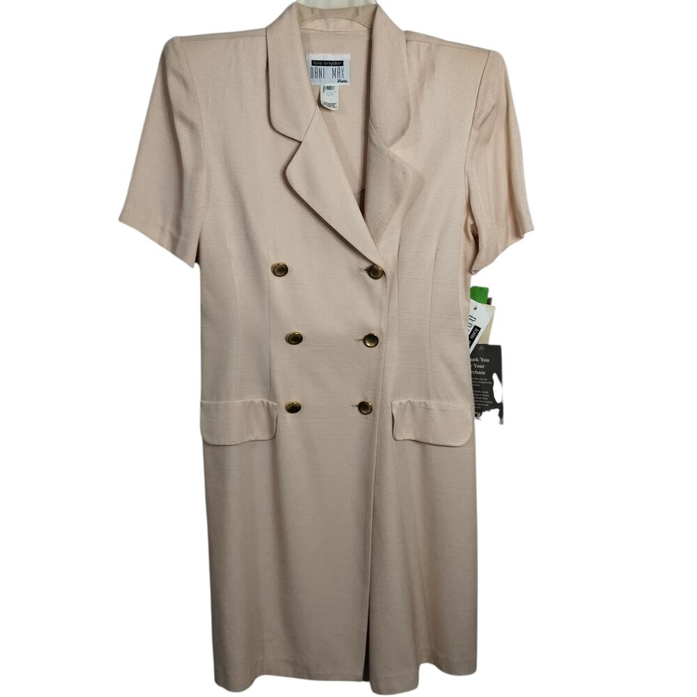 4949)Vtg Lois Snyder Dani Max Peach Double Breast Secretary Blazer Dress 10P
